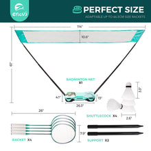 Load image into Gallery viewer, EasyGo Badminton Set, Badminton Sets for Backyards, with Net, 4 Racket, 4 Birdies, Portable Storage Box