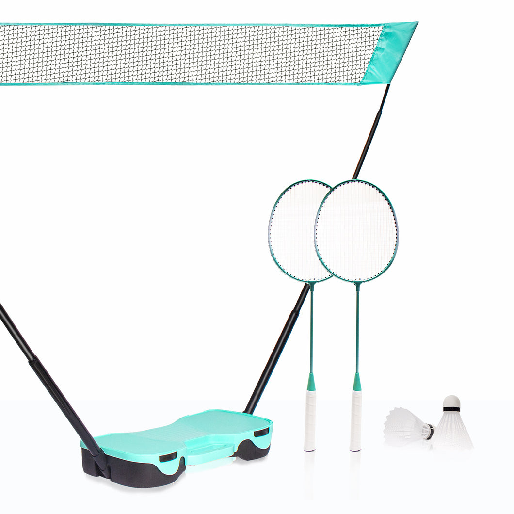 EasyGo Badminton Set, Badminton Sets for Backyards, with Net, 4 Racket, 4 Birdies, Portable Storage Box