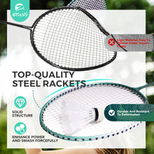 Lade das Bild in den Galerie-Viewer, EasyGo Badminton Set, Badminton Sets for Backyards, with Net, 4 Racket, 4 Birdies, Portable Storage Box
