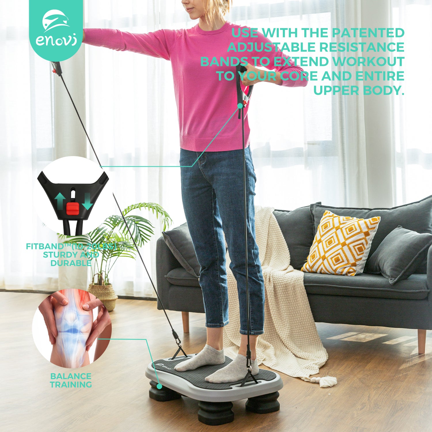 Dynamic Balance Plate ENOVI Dynamic Balance Aerobic Step Platform with Bands – Enovi Online
